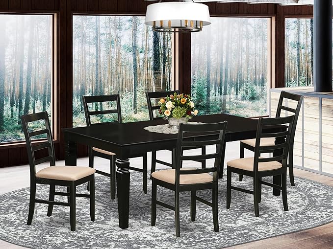 East West Furniture LGPF7-BLK-C 7 Piece Kitchen Table Set Consist of a - Image 2