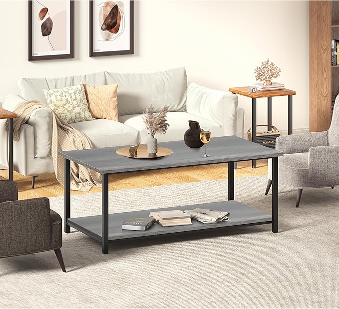 SENIG 2-Tier Coffee Table with Storage Shelf - Image 2
