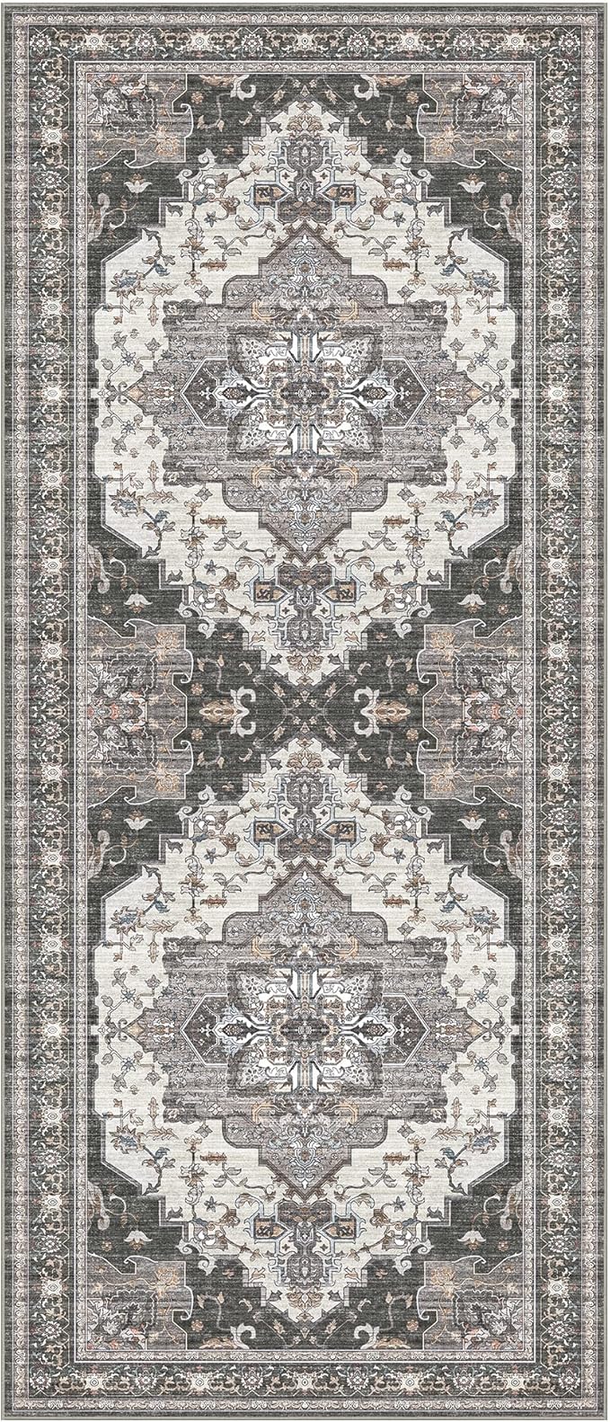 GENIMO 3X7 Hallway Runner Rug, Machine Washable Non Slip Vintage Floral - Image 7
