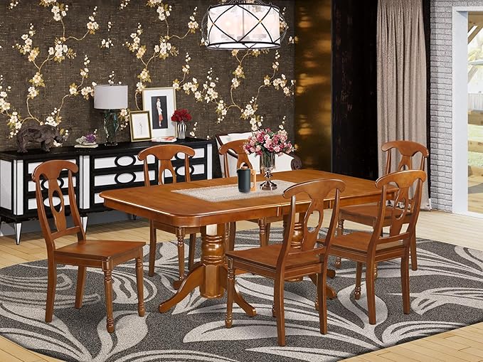 East West Furniture NANA7-SBR-W 7 Piece Kitchen Table Set Consist of a - Image 2