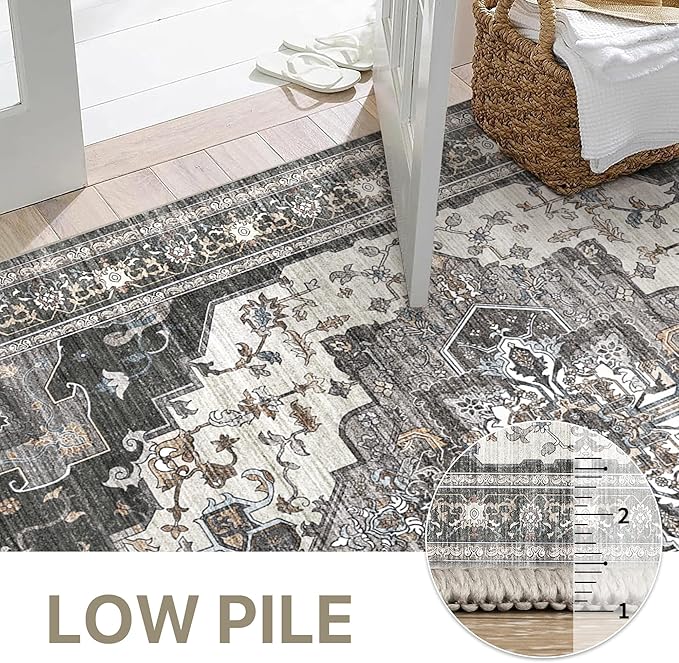 GENIMO 2X8 Hallway Runner Rug, Machine Washable Non Slip Vintage Floral - Image 4