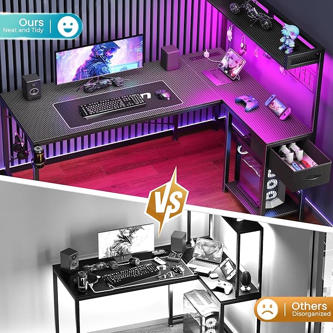 PRAISUN L Shaped Gaming Desk - Image 6