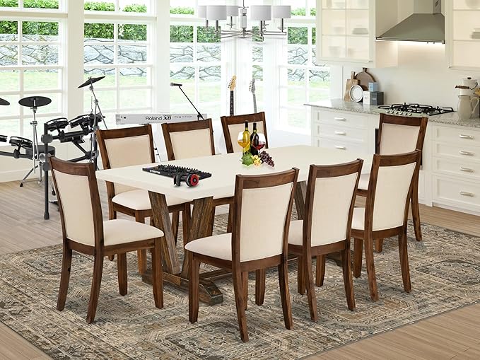 East West Furniture V727MZN32-9 9 Piece Dining Room Furniture Set Includes a - Image 2