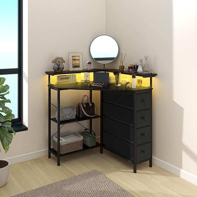 Corner Desk with Drawers Shelves - Image 5