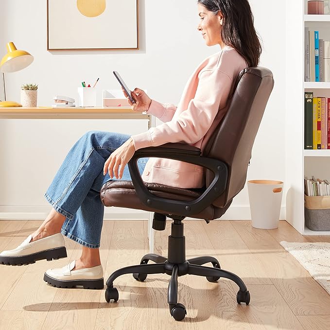 Amazon Basics Classic Puresoft PU Padded Mid-Back Height Adjustable Office - Image 6