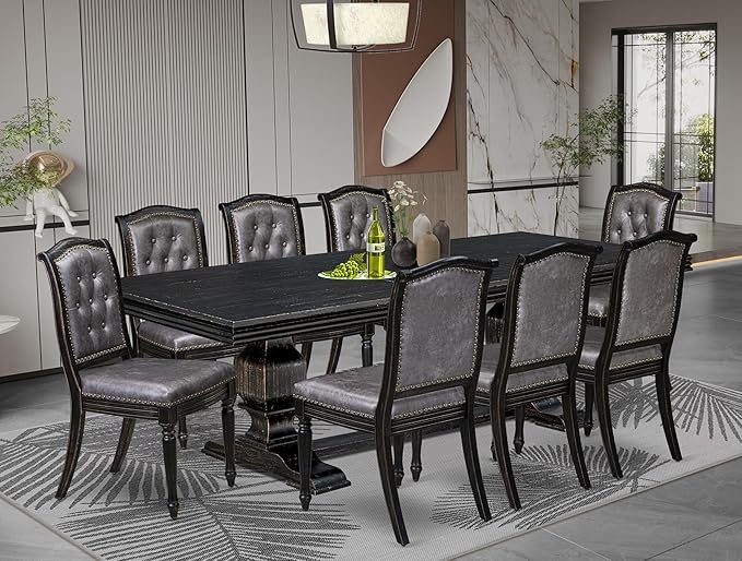 NKMA9-SBB-34, 9-pc Dining Table Set Consists of a Wooden Dining Table and 8 by LuxebyEastWestFurniture