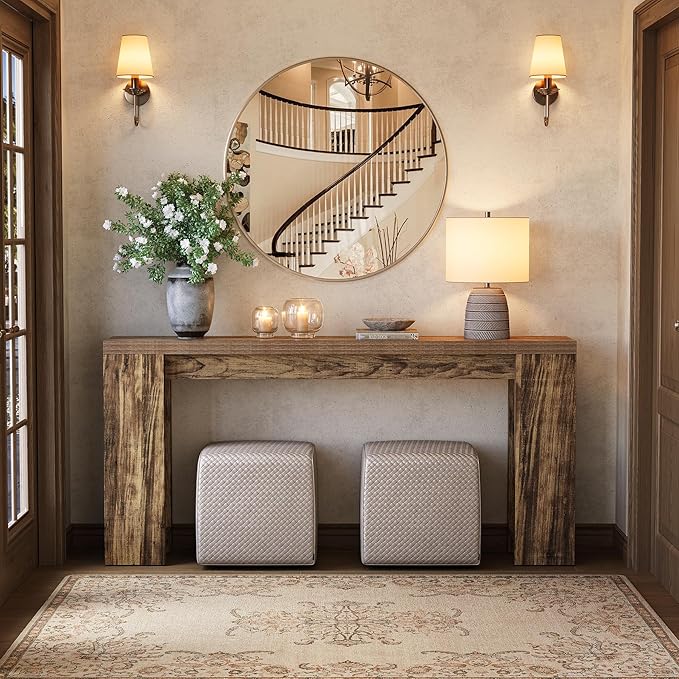 LITTLE TREE 70.9-Inch Long Entryway Table, Narrow Farmhouse Sofa Console Table - Image 3