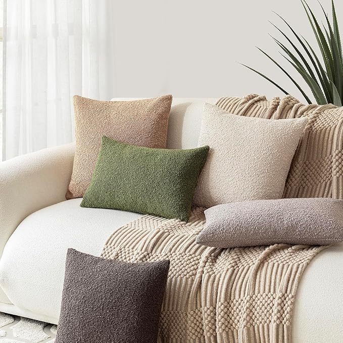 Foindtower Pack of 2 Modern Textured Boucle Throw Pillow Covers Accent Solid - Image 7