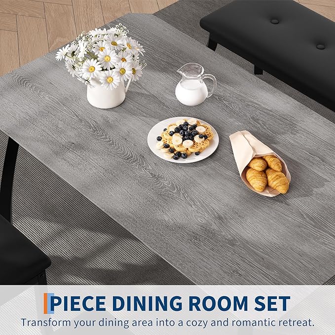 Dining Table Set for 4, Wooden Kitchen Table - Image 5