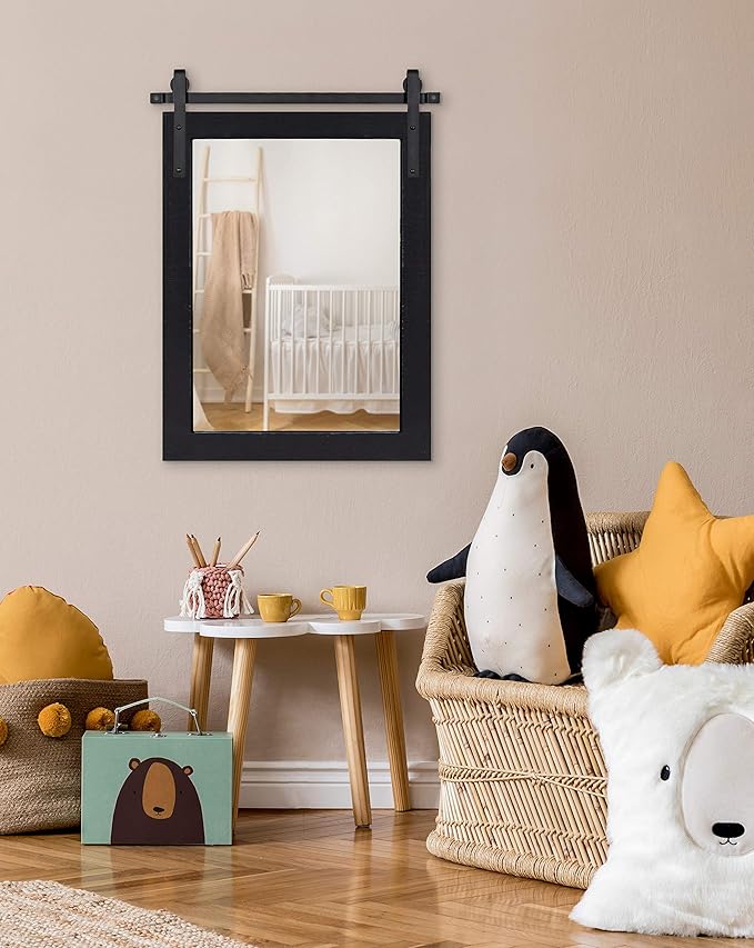 Kate and Laurel Cates Farmhouse Wood Framed Wall Mirror, 18 x 26, Barn - Image 2