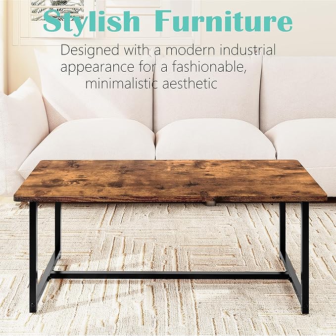 Coffee Table Living Room, Modern Center Table Rectangular, Industrial Furniture - Image 8
