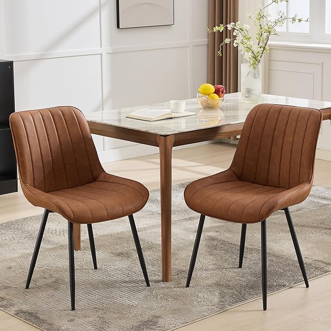 Dining Chairs Set of 2, Upholstered PU Leather Kitchen & Dining Chairs - Image 2