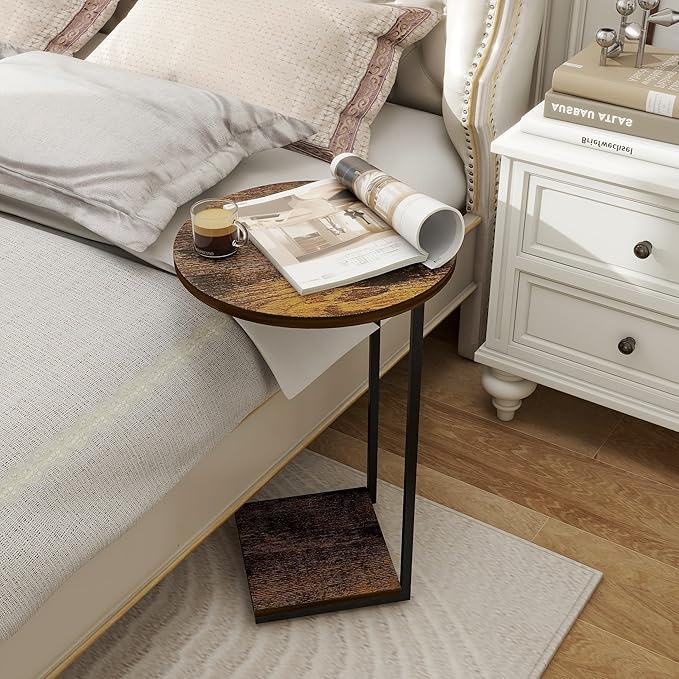 DCLRN C Table End Table Set of 2, C Shaped End Table - Image 2