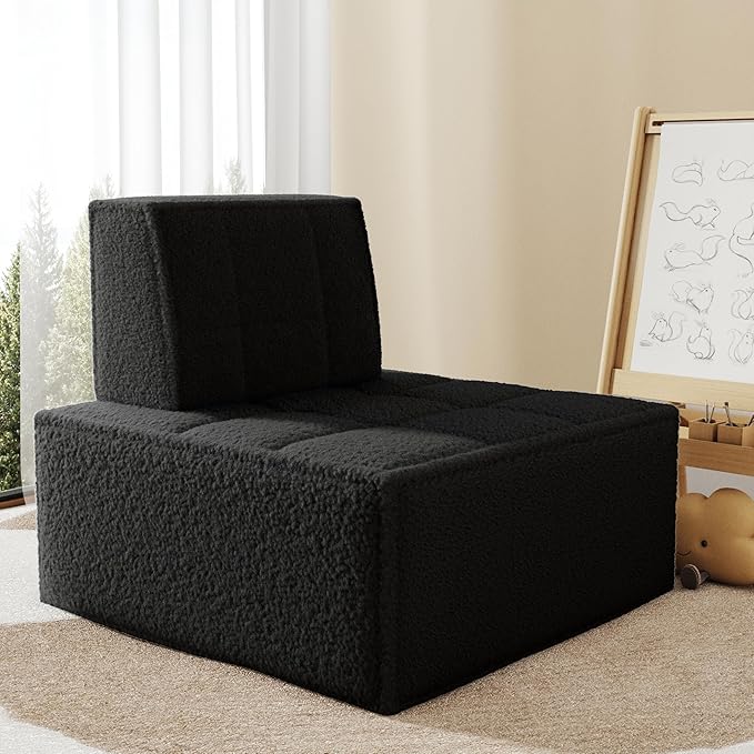 Modular Sherpa Sofa Chair, Cozy Floor Lounge Seating, No Armrests, Small Sofa - Image 8