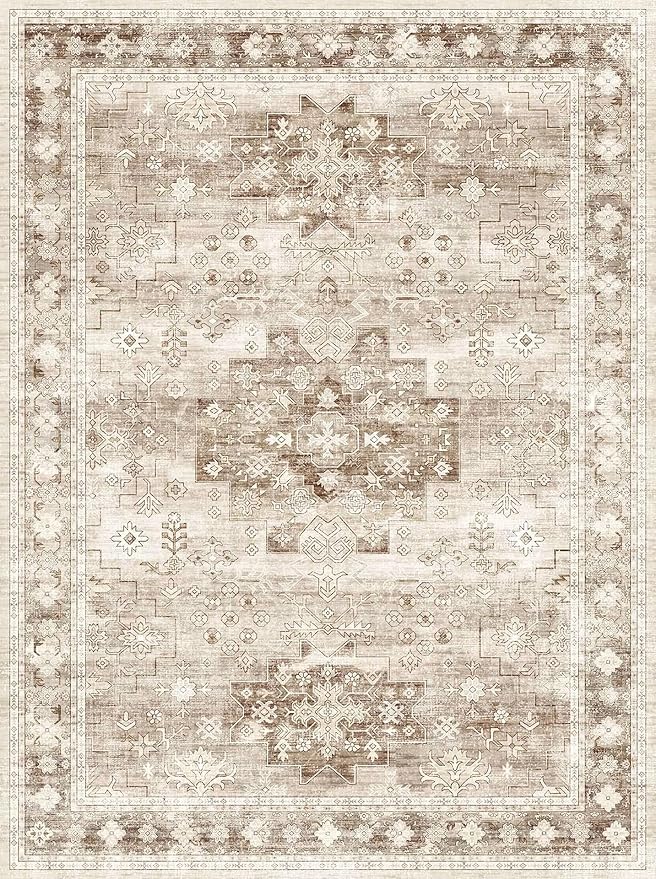 Washable Neutral Farmhouse Large Entryway Rug, 3x4 Area Rugs - Image 6