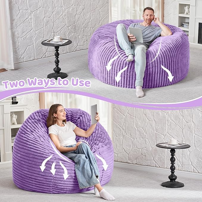 HABUTWAY 3FT Bean Bag Chair, Memory Foam Beanbag Chair - Image 6