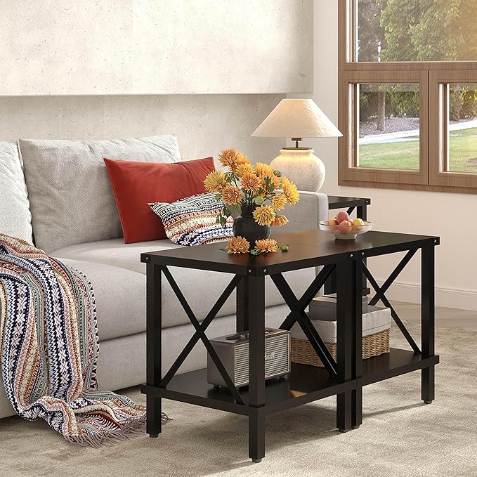 Large End Table Farmhouse Side Table Industrial Style Sofa Table Coffee Table - Image 6