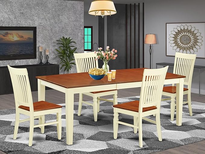 East West Furniture QUWE5-BMK-W 5 Piece Kitchen Table & Chairs Set Includes a - Image 2
