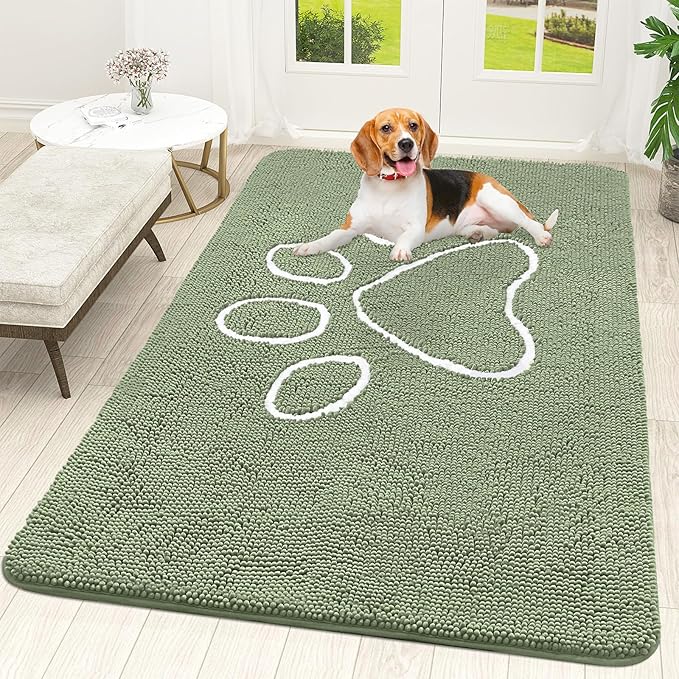 OLANLY Door Mat for Muddy Dog Paws 59x35, Ultra Absorbent Chenille Mud Doormat by OLANLY