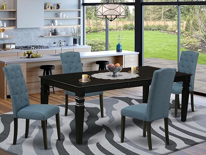 East West Furniture LGCE5-BLK-21 5 Piece Dining Table Set - Image 2