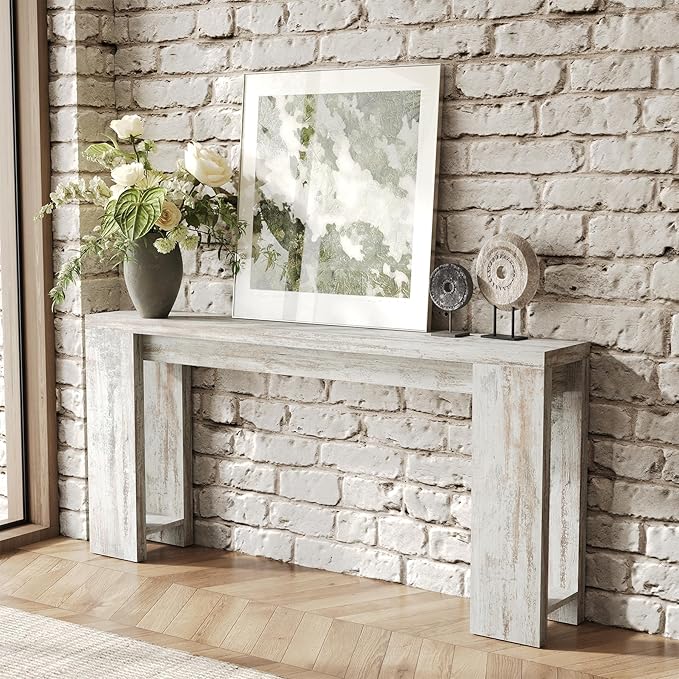 LITTLE TREE 70.9-Inch Entryway Table, Long Narrow Farmhouse Sofa Console Table - Image 9