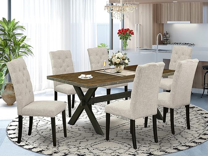 East West Furniture X677EL635-7 7 Piece Dining Table Set Consist of a Rectangle by EastWestFurniture