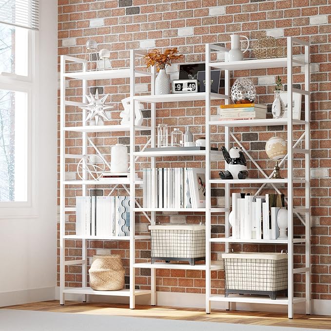 IRONCK Bookcases and Bookshelves Triple Wide 5 Tiers Industrial Bookshelf - Image 3