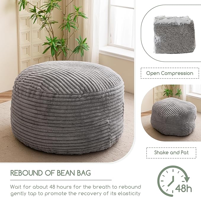 Giant Bean Bag Chair Bed for Adults, Convertible Beanbag Folds from Lazy Chair - Image 7