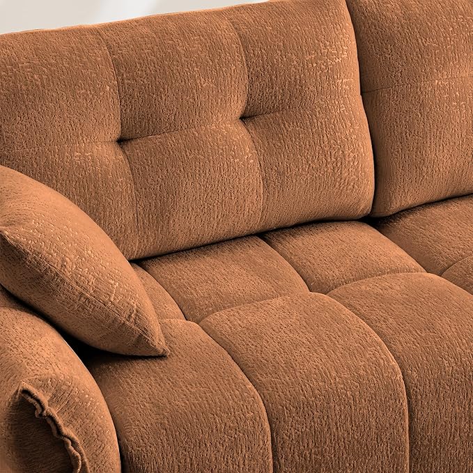 Modern Chenille Fabric 3-Seat Sofa w/Ottoman+2 Pillows, Premium Upholstery - Image 8