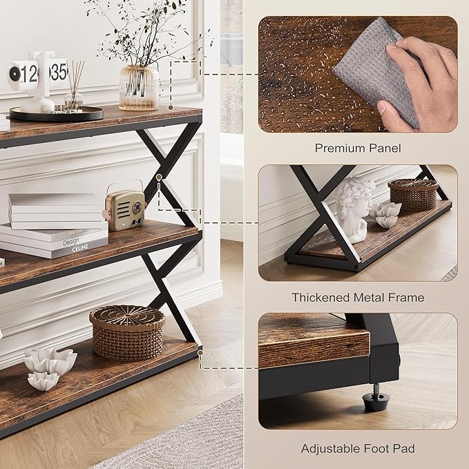 47.2 Inch Rustic Console Table, Industrial Entryway Table - Image 4