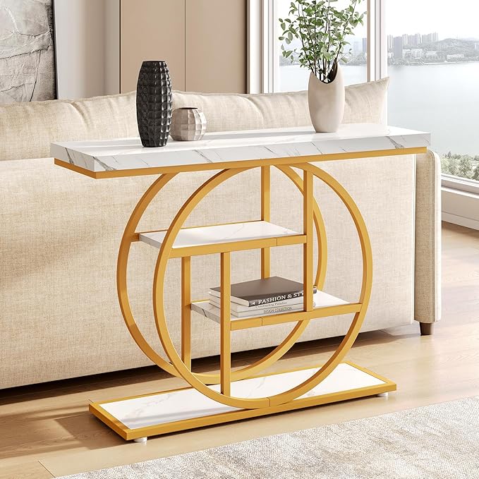 LITTLE TREE Console Table, 4-Tier Entryway Table Behind Couch Table, 41.3-Inch - Image 4