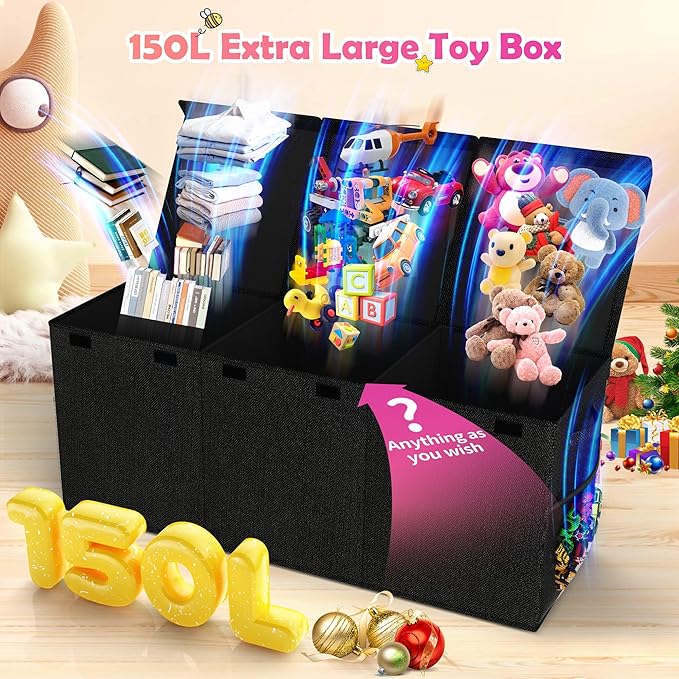 Extra Large Toy Box, Collapsible Sturdy Kids Toy Chest - Image 2