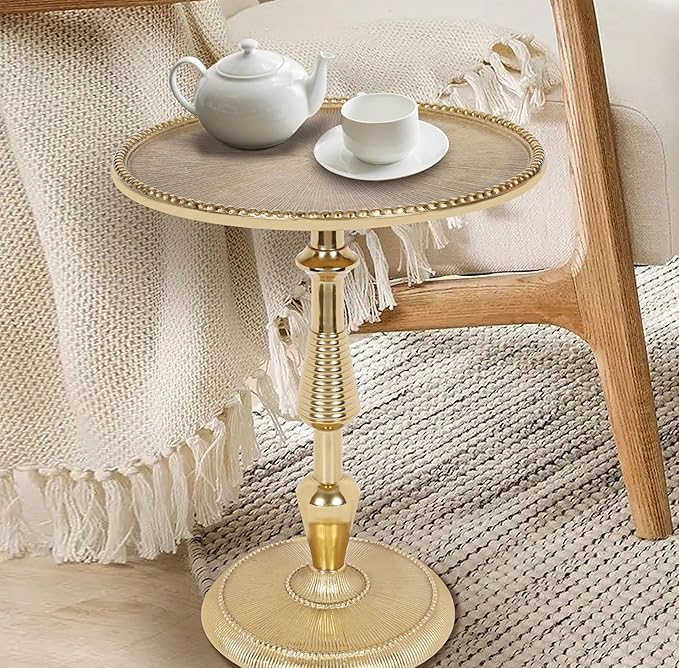 CLEENTABLE Gold Metal Pedestal Side Table - Image 5