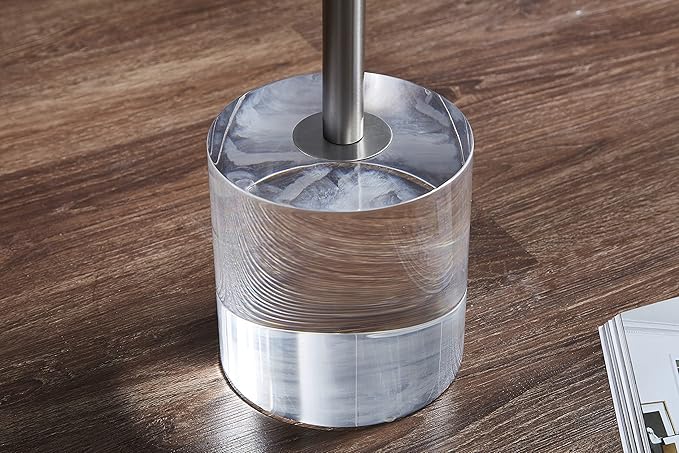 Clear Acrylic End Table, Side Table, Brushed Silver Metal, - Image 5