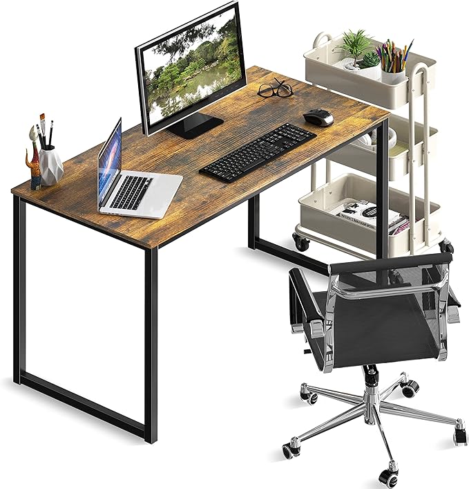 SHW Mission 40-Inch Home Office Computer Desk, Rustic Brown - Image 4