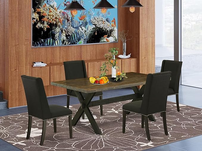 East West Furniture X677FL624-5 5 Piece Dining Room Furniture Set Includes a - Image 2