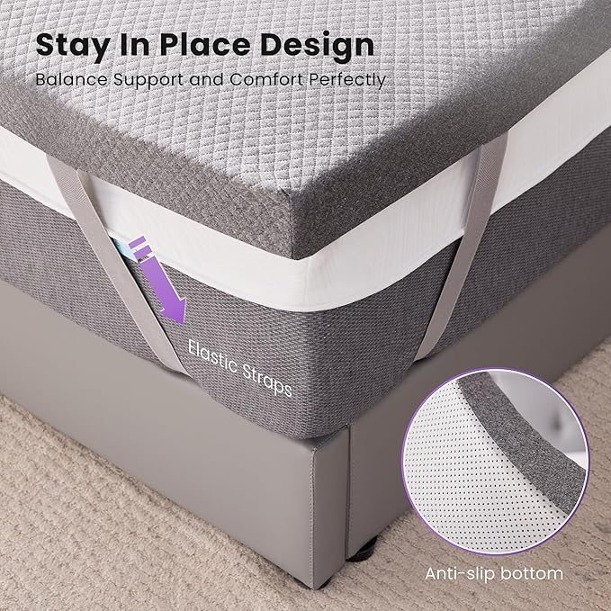 SINWEEK 3 Inch Gel Memory Foam Mattress Topper Twin XL Size - Image 6