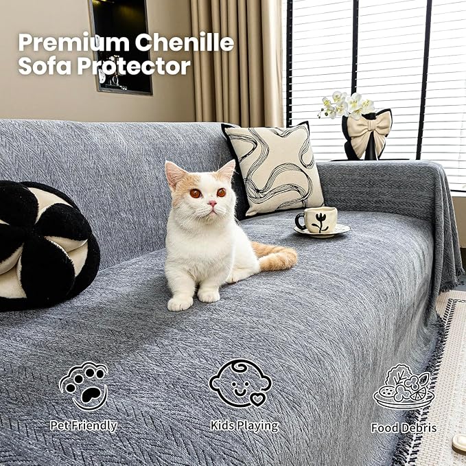 Nobildonna Sofa Cover Washable Soft Thicken Chenille Couch Cover - Image 2