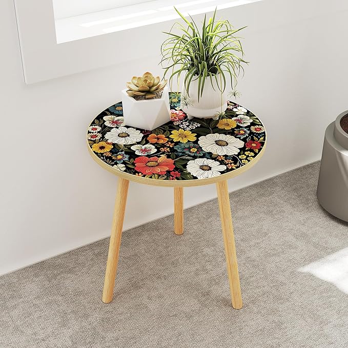 Mandala Round End Table, Small Side Table - Image 9