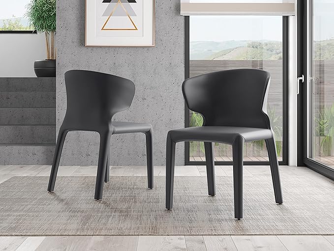 Manhattan Comfort Conrad Mid Century Modern Dining Chairs Woven Tweed - Image 2