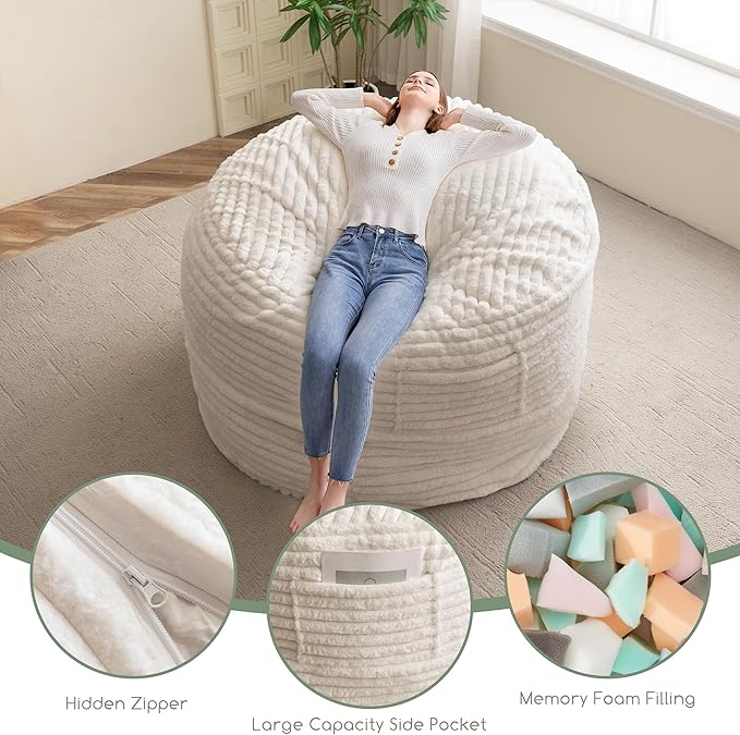 Giant Bean Bag Chair Bed for Adults, Convertible Beanbag Folds from Lazy Chair - Image 4