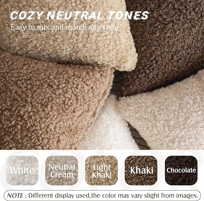 Foindtower 2 Pieces Teddy Faux Fur Throw Pillow Cover Decorative Sherpa Pillow - Image 7