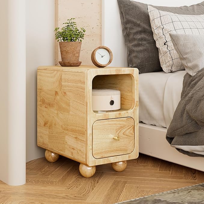 Solid Wood Night Stand, Narrow Nightstand - Image 7