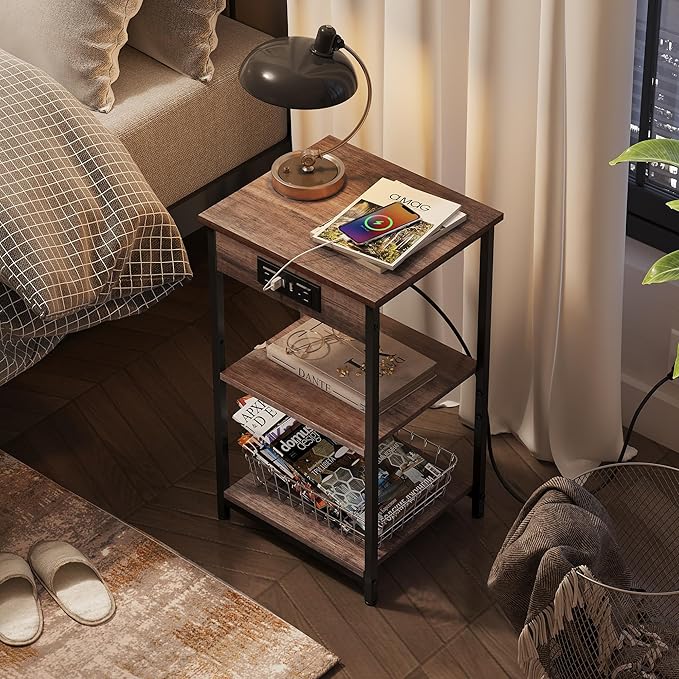 WLIVE Side Table with Charging Station and USB Ports, Small End Tables - Image 7