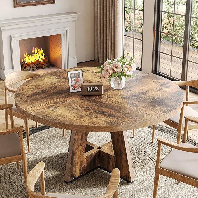 LITTLE TREE Round Dining Table for 4-6 People, 47 Inches Dining Room Table - Image 5