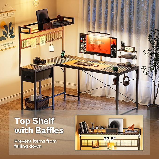 PRAISUN L Shaped Gaming Desk - Image 7