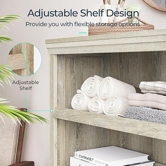 LINSY HOME 3-Tier Bookcase and Bookshelf, Small Wood Display Storage Shelves - Image 5