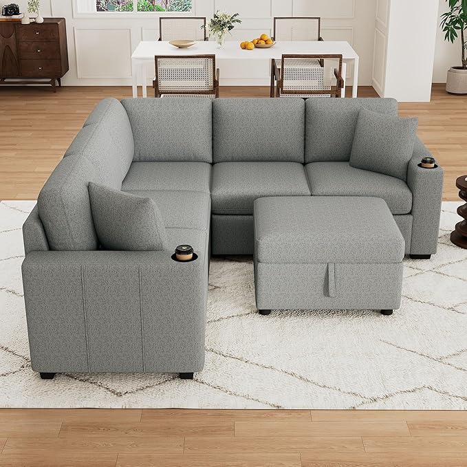 84.7" Symmetrical Convertible Sleeper Sectional Sofa Couch Bed - Image 4