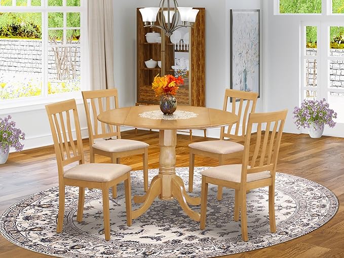 East West Furniture DLAN5-OAK-C 5 Piece Kitchen Table Set - Image 2