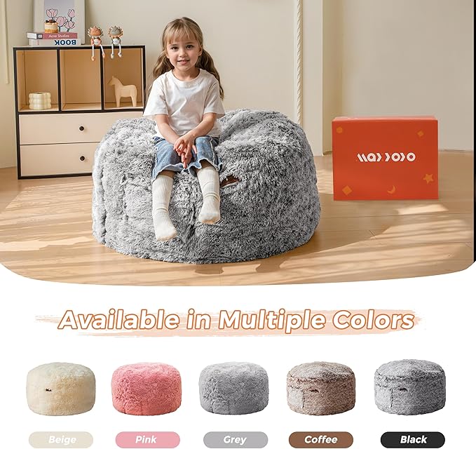 MAXYOYO Kids Bean Bag Chair, Stuffed Faux Fur Bean Bag - Image 7
